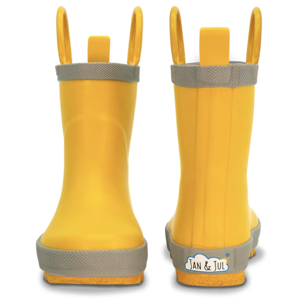 Size 12: Jan & Jul YELLOW Puddle Dry Loop Handle Rain Boots NEW