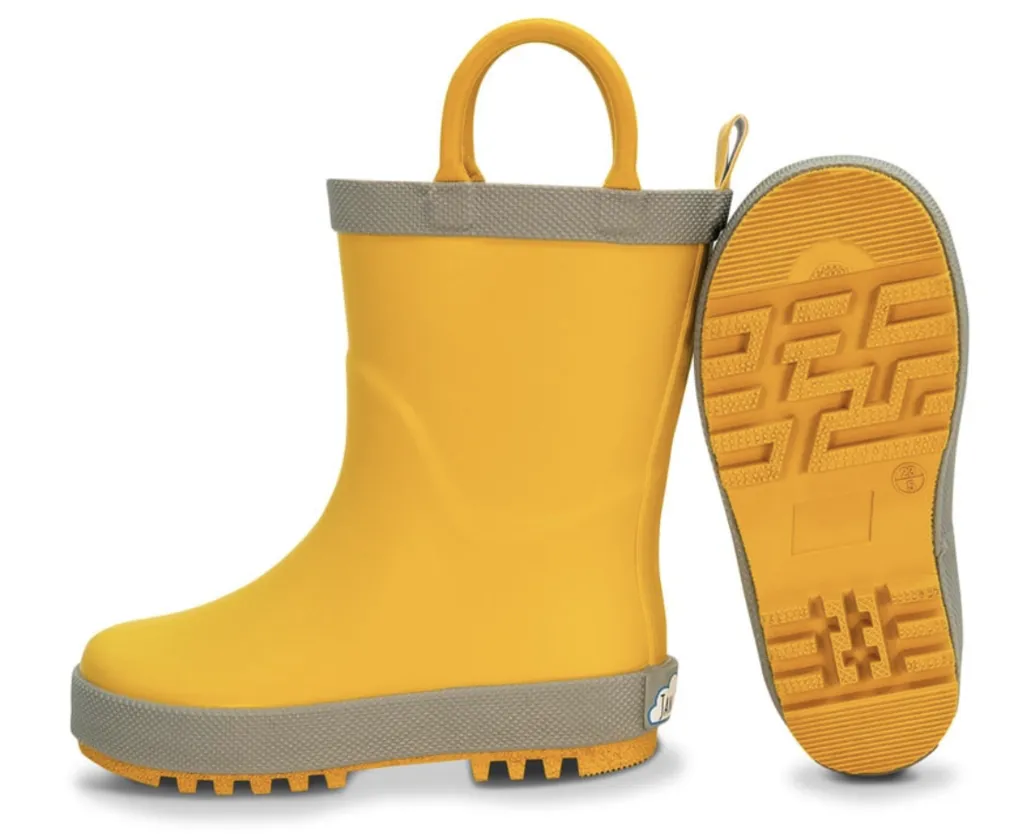 Size 12: Jan & Jul YELLOW Puddle Dry Loop Handle Rain Boots NEW