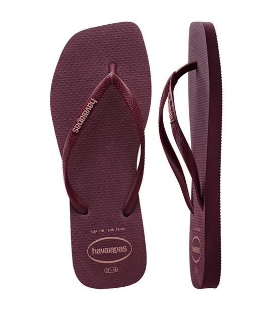 Slim Square Logo Pop Up Flip Flops Dark Purple Soil