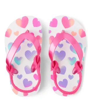 Toddler Girls Rainbow Heart Flip Flops