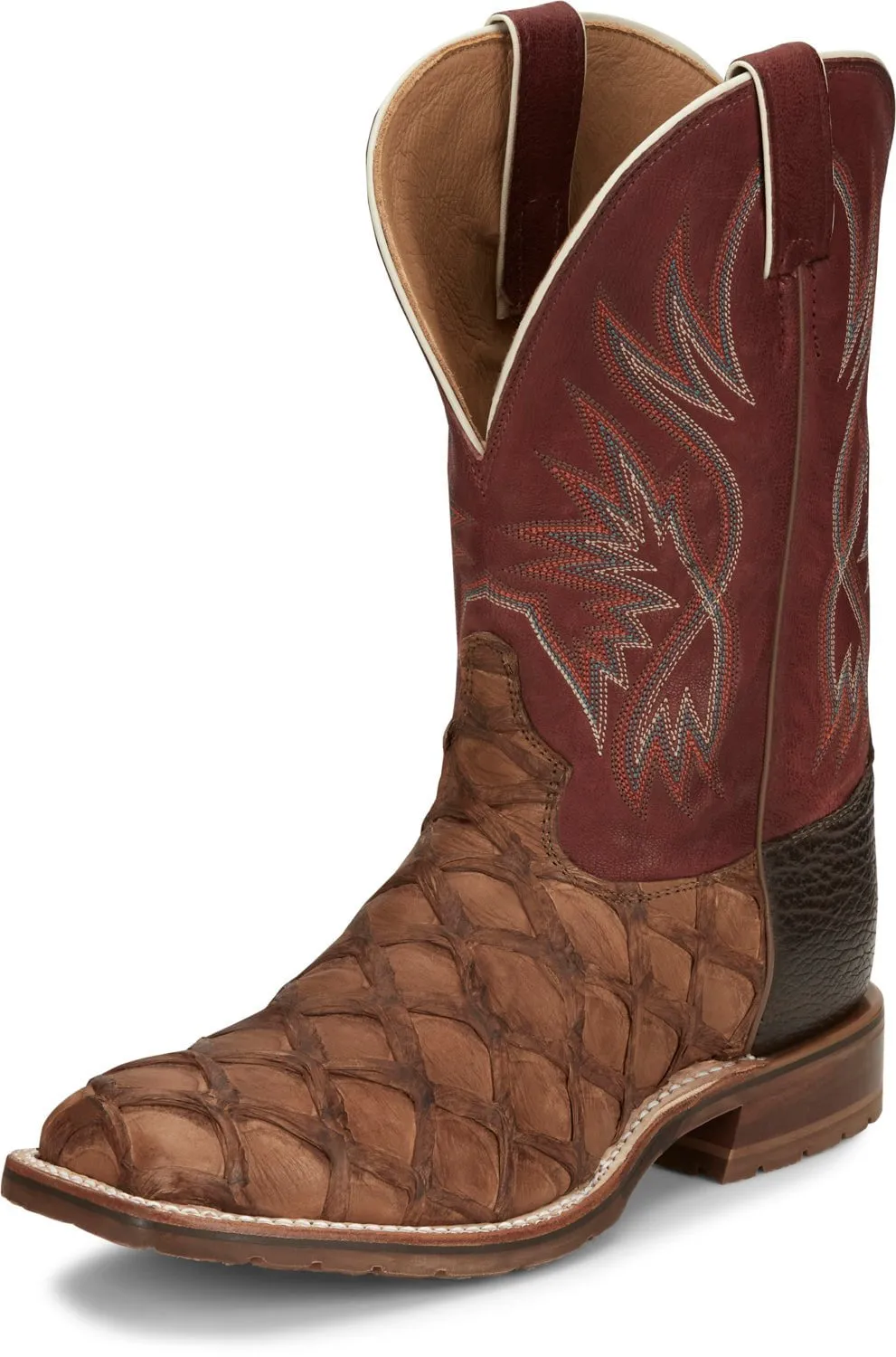 Tony Lama Mens Prescott Chocolate Pirarucu Cowboy Boots