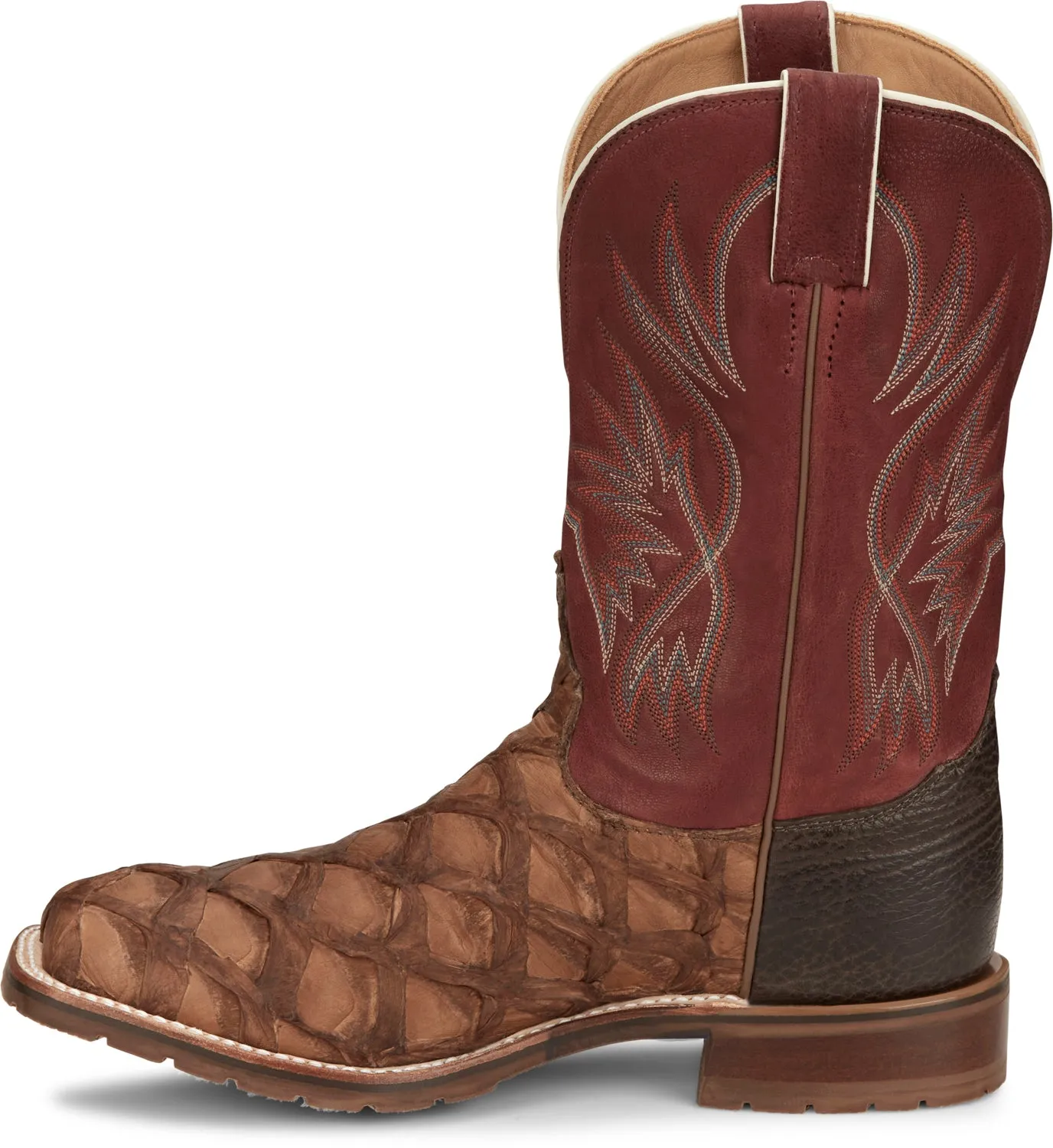 Tony Lama Mens Prescott Chocolate Pirarucu Cowboy Boots