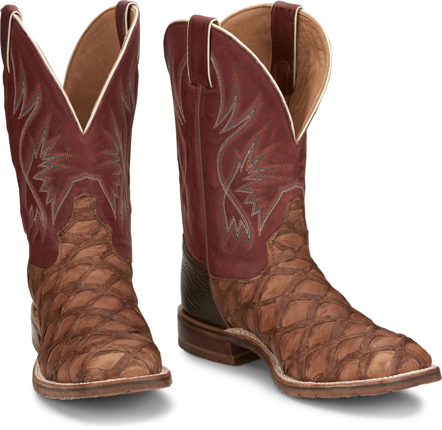 Tony Lama Mens Prescott Chocolate Pirarucu Cowboy Boots