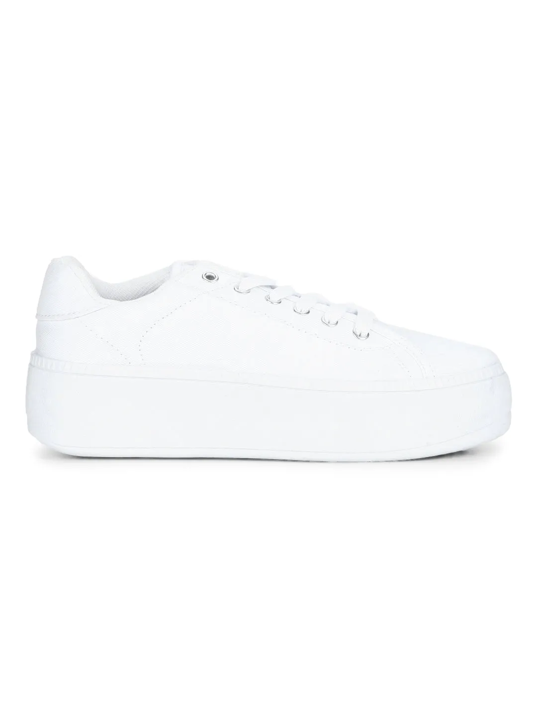 Total White Canvas Lace-Up Sneakers