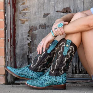 Turquoise Tooled Leather Boots