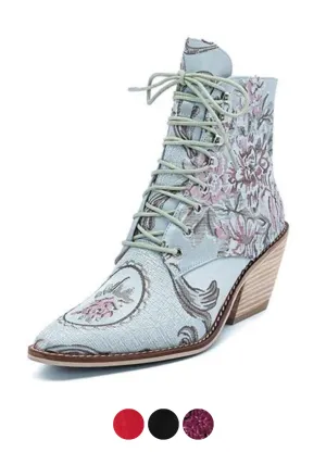 USS Shoes Briana Women's Embroidered Flowers Boots