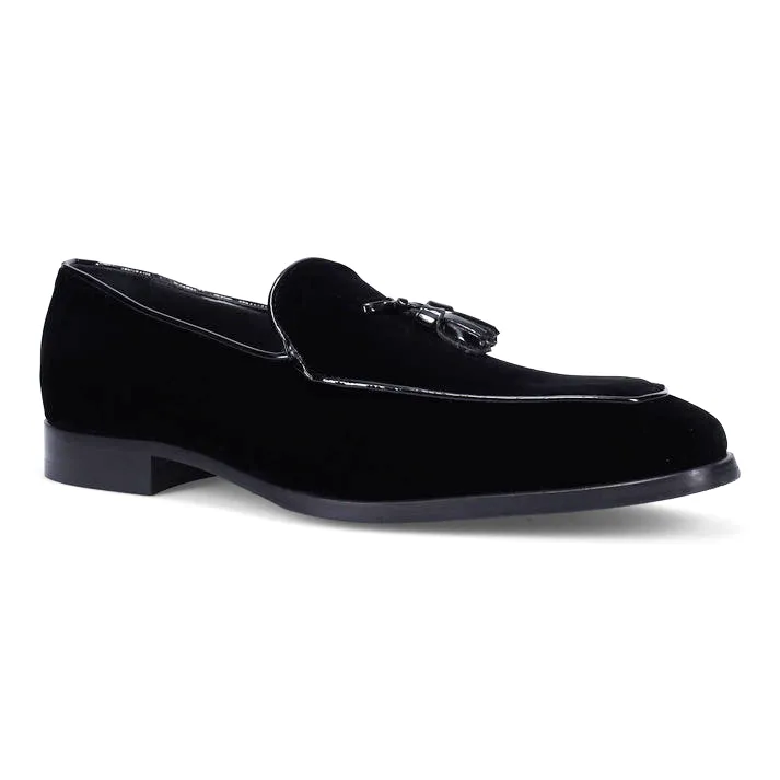 Velvet Tassel Loafer - Black