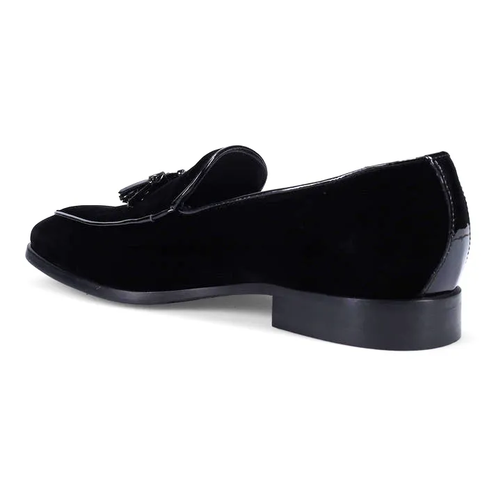 Velvet Tassel Loafer - Black