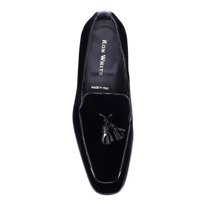 Velvet Tassel Loafer - Black