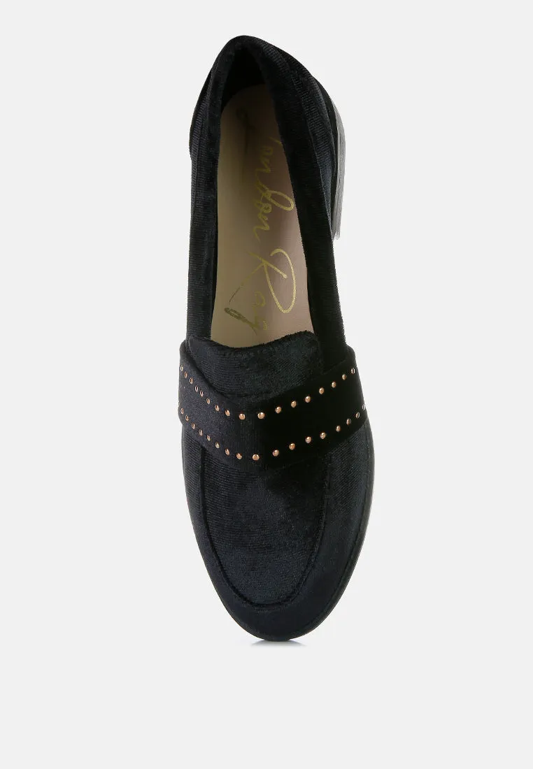 Walkin Stud Detail Velvet Loafers