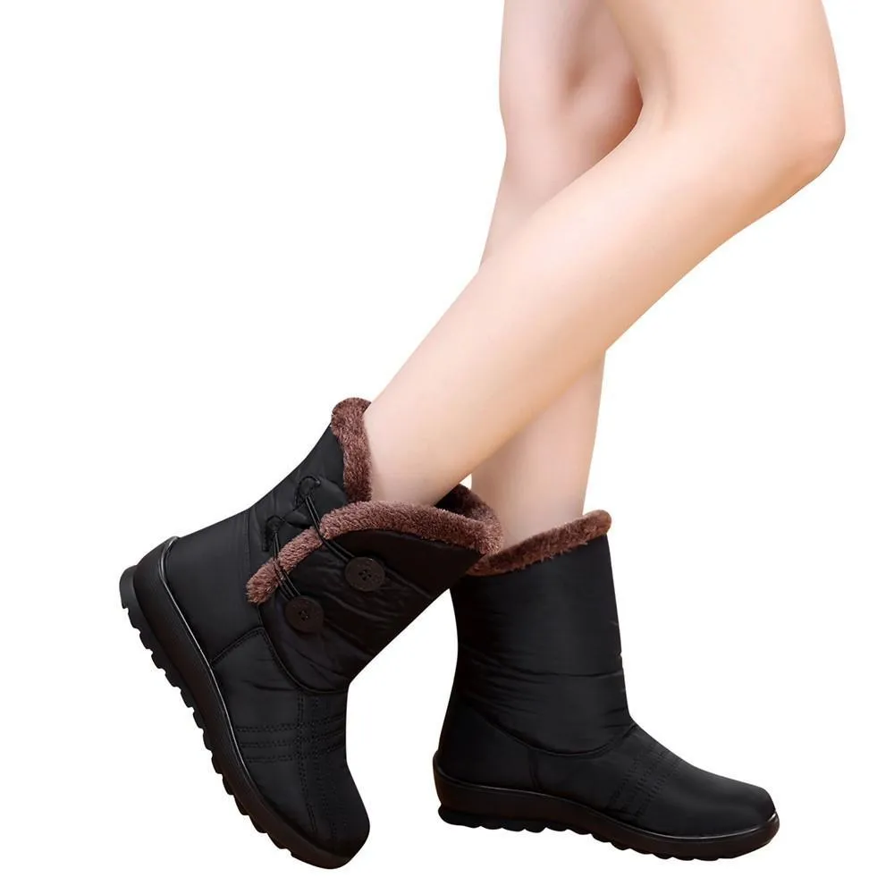 Waterproof warm faux fur snow boots for women