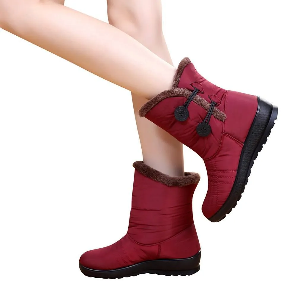 Waterproof warm faux fur snow boots for women