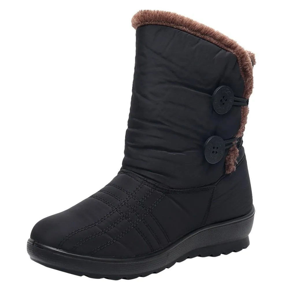 Waterproof warm faux fur snow boots for women