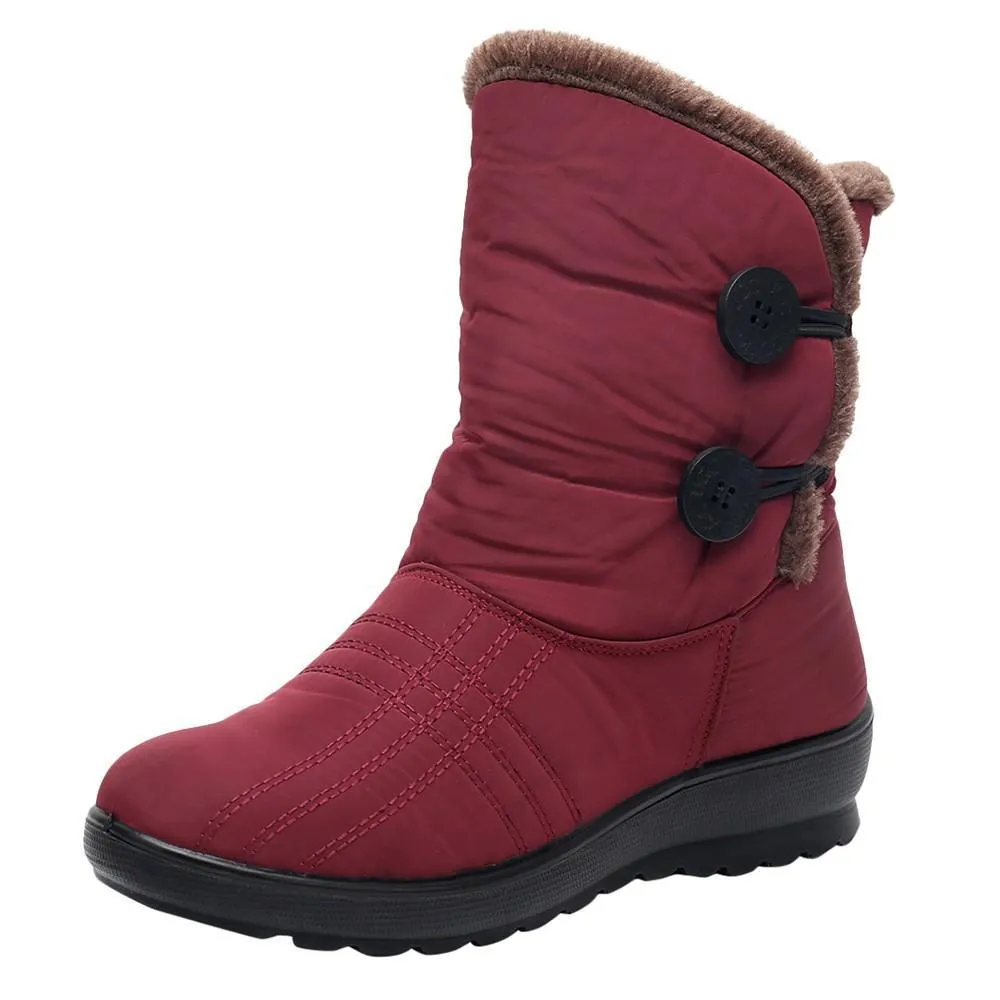 Waterproof warm faux fur snow boots for women