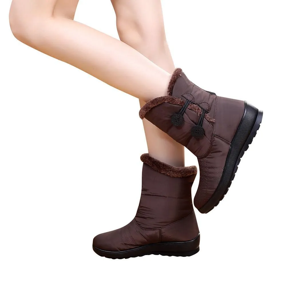 Waterproof warm faux fur snow boots for women