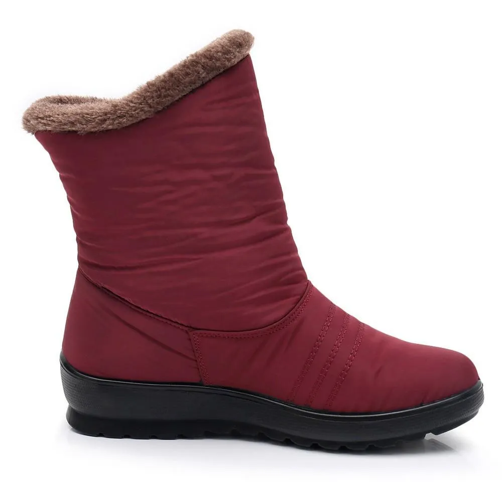 Waterproof warm faux fur snow boots for women