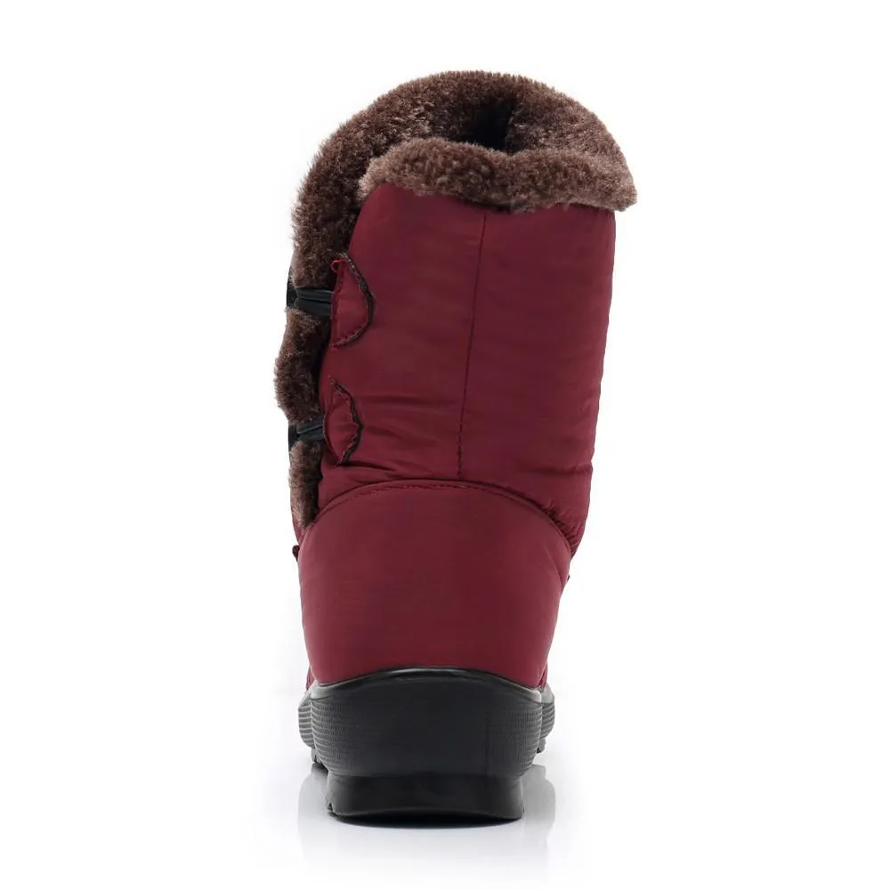 Waterproof warm faux fur snow boots for women