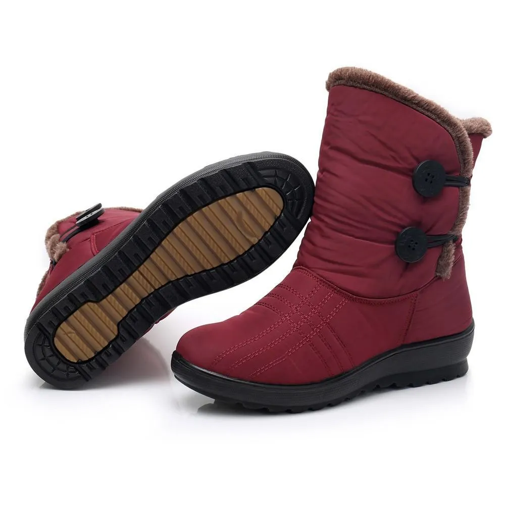 Waterproof warm faux fur snow boots for women