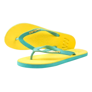 Waves Women's Flip Flop, Light Blue & Yellow