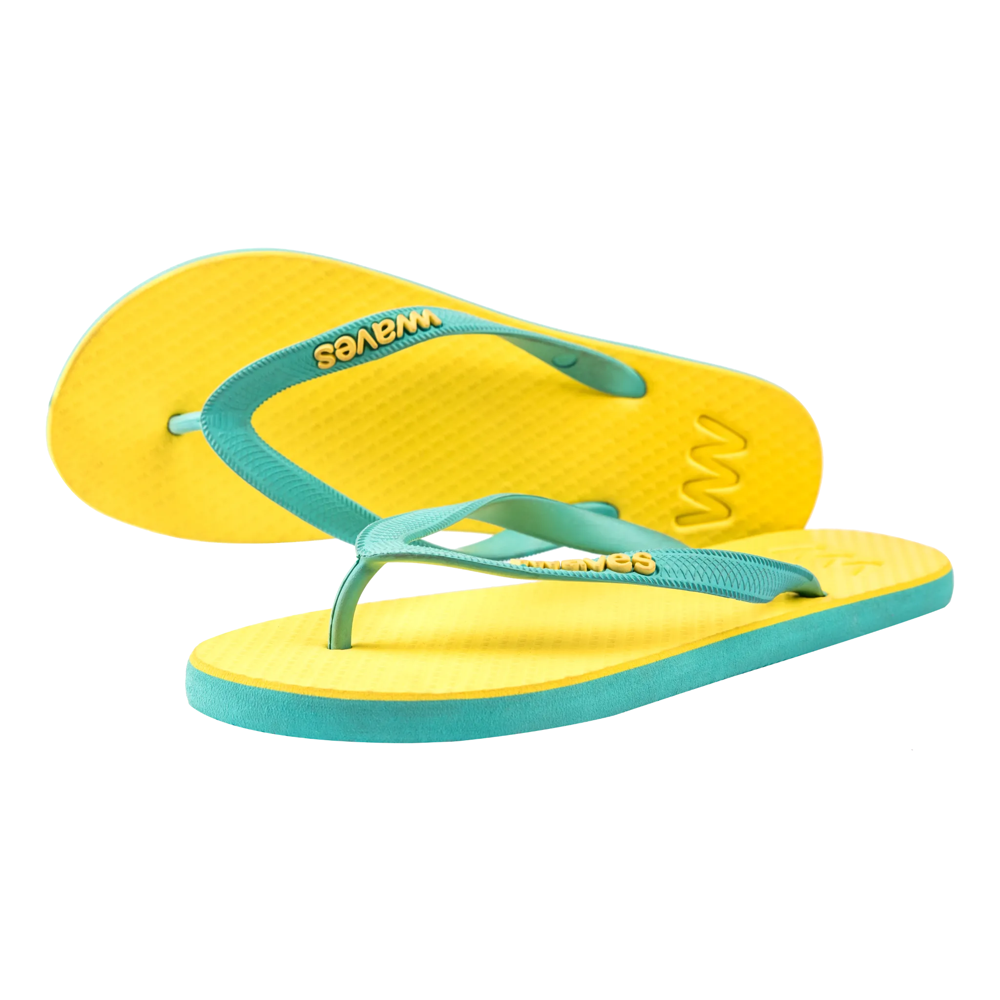 Waves Women's Flip Flop, Light Blue & Yellow