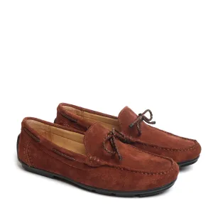 Weaved Tassel Bow Loafers in Brown Suede