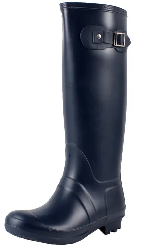 West Blvd Women's Seattle Rain Waterproof Solid Wellies Rubber Rain Boots