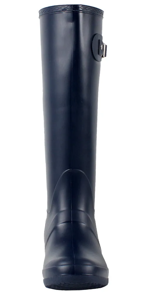 West Blvd Women's Seattle Rain Waterproof Solid Wellies Rubber Rain Boots