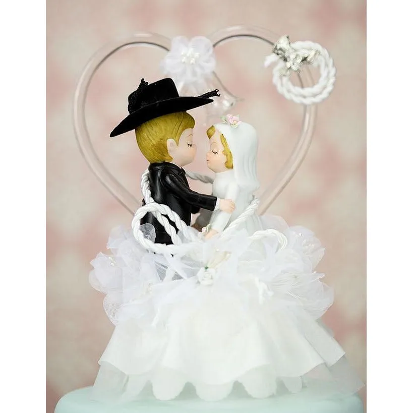 Western Cowboy Lasso Wedding Cake Topper