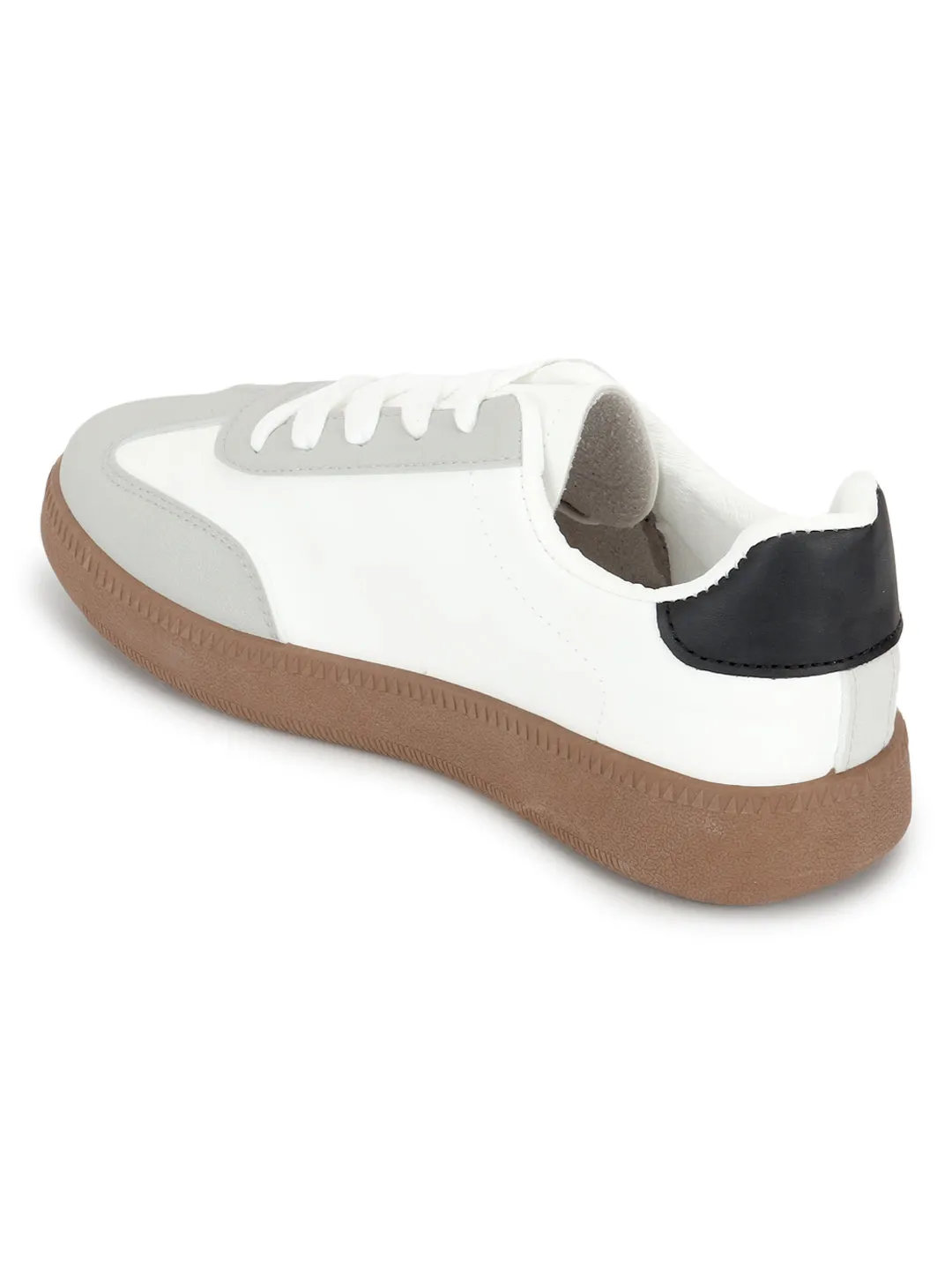 White Black PU Stylish Lace-Up Sneakers (TC-RS3654-WHTBLK)