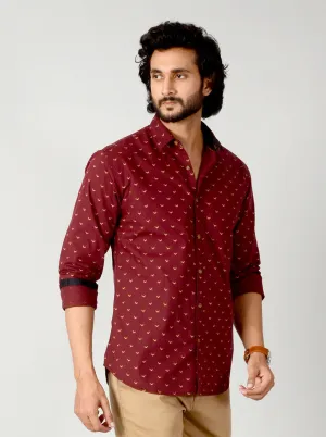 Windsor Wine Printed Slim Fit Casual Shirt | Greenfibre