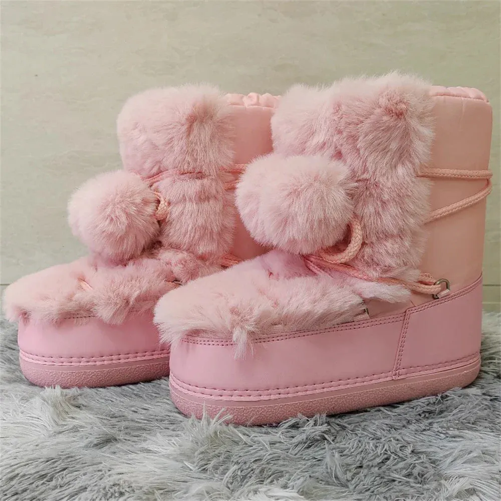 Winter Pom Pom Snow Boots