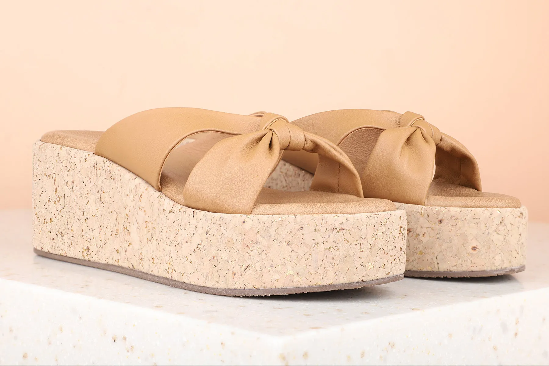 Women Beige Solid Wedges Heels