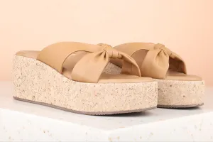 Women Beige Solid Wedges Heels