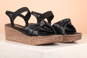 Women Black Wedge Sandals