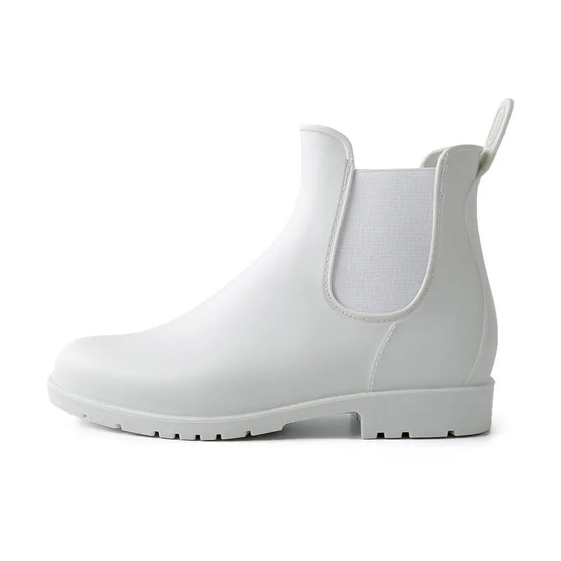 Women Chelsea Antiskid Short Flat Heel Pure Color New Fashion Platform Rain Boots