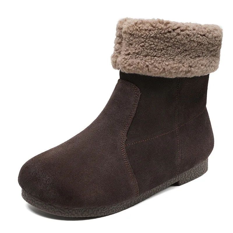 Women Minimalist Soft Suede Flat Snow Boots