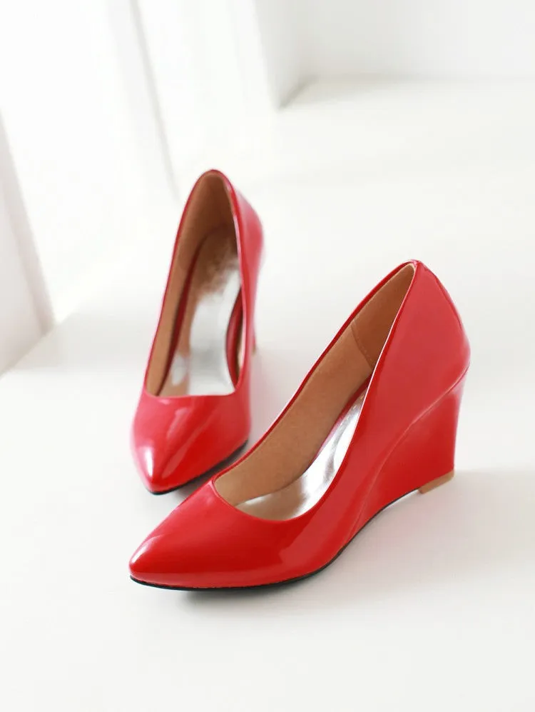 Women minimalist solid color slip on wedge heels