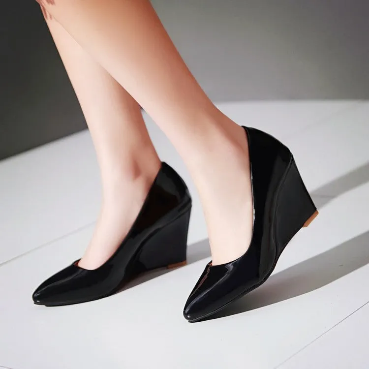 Women minimalist solid color slip on wedge heels