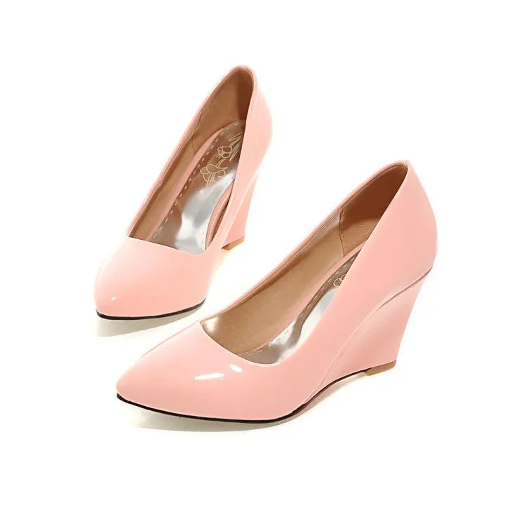 Women minimalist solid color slip on wedge heels