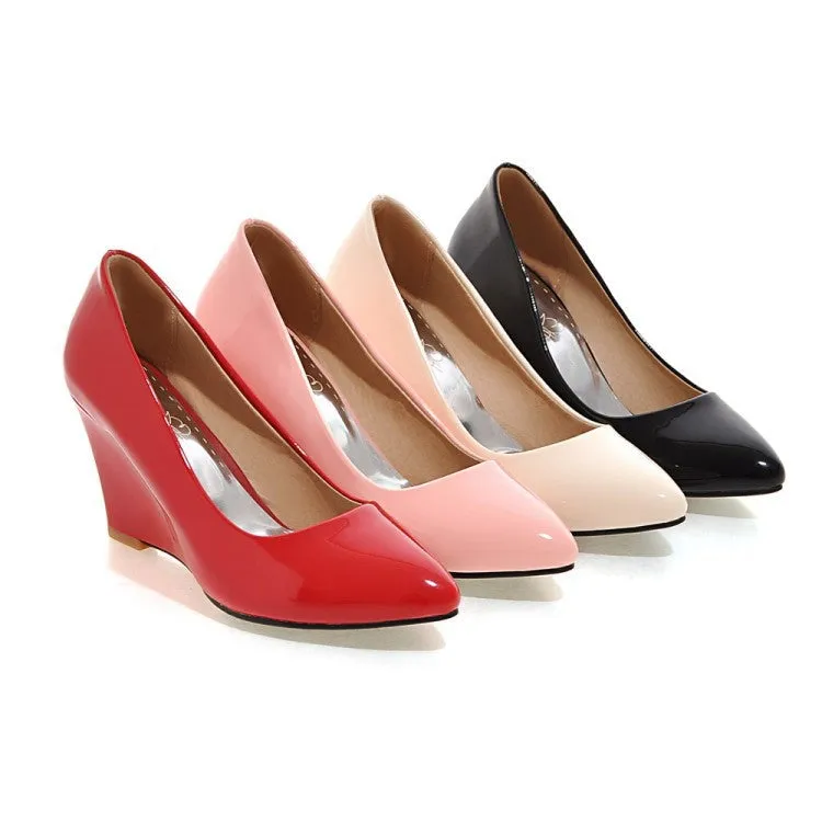 Women minimalist solid color slip on wedge heels