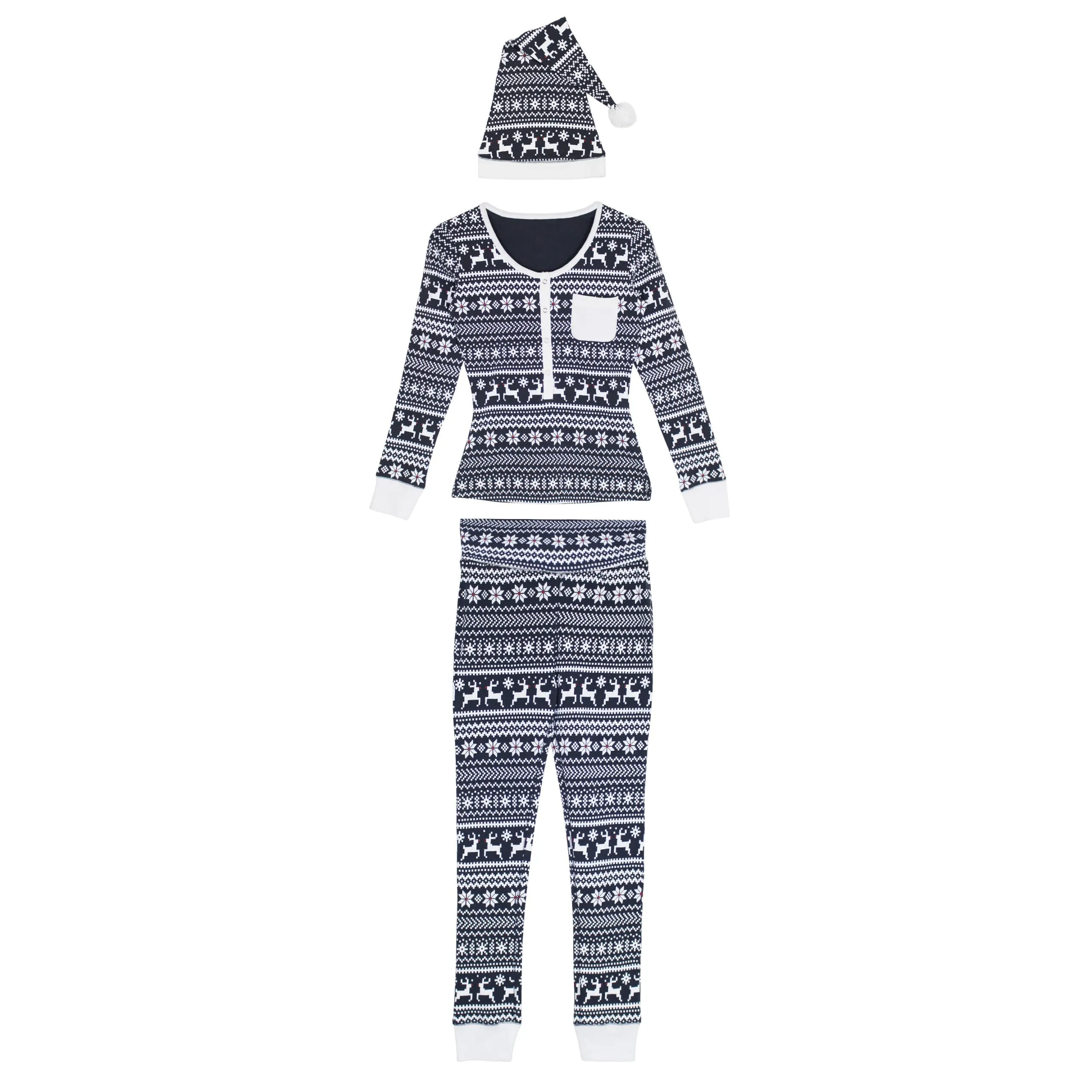 Women's Organic Holiday 2-Pc Lounge Set with Cap