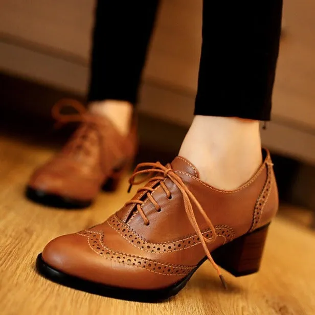 Women's Shallow Brogue Shoe Vintage Loafers