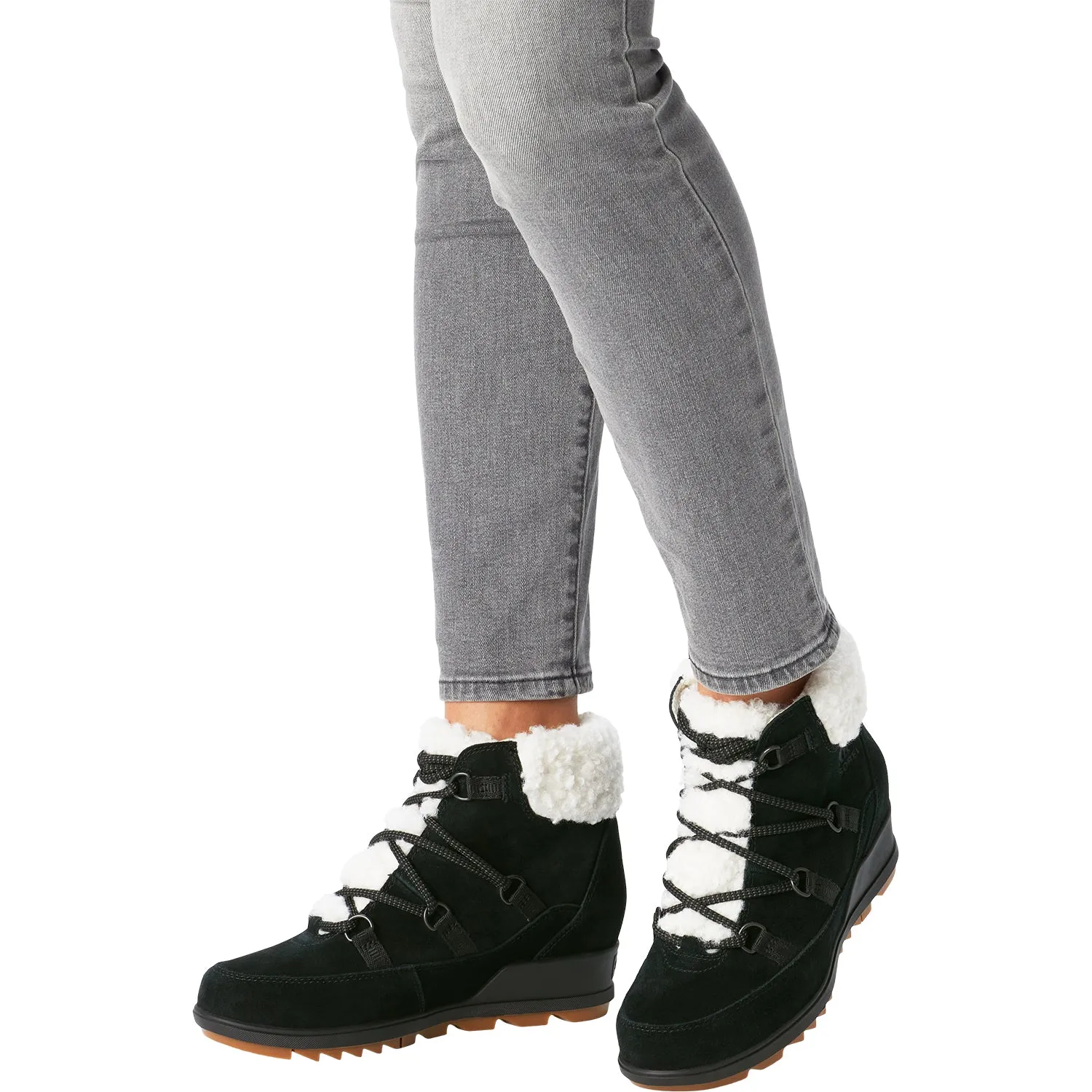 Women's Sorel Evie Cozy Lace Black Jet Suede