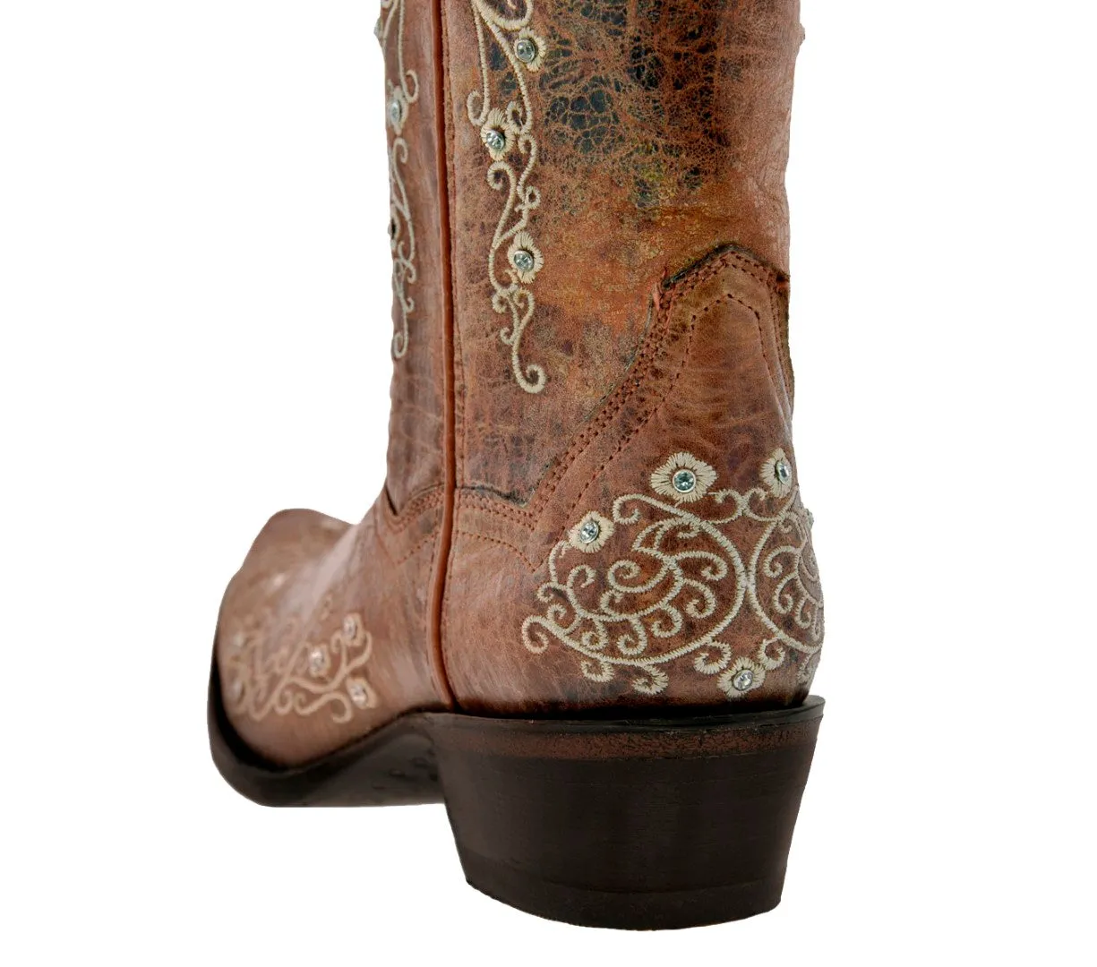 Womens Stella Cognac Leather Cowboy Boots - Snip Toe