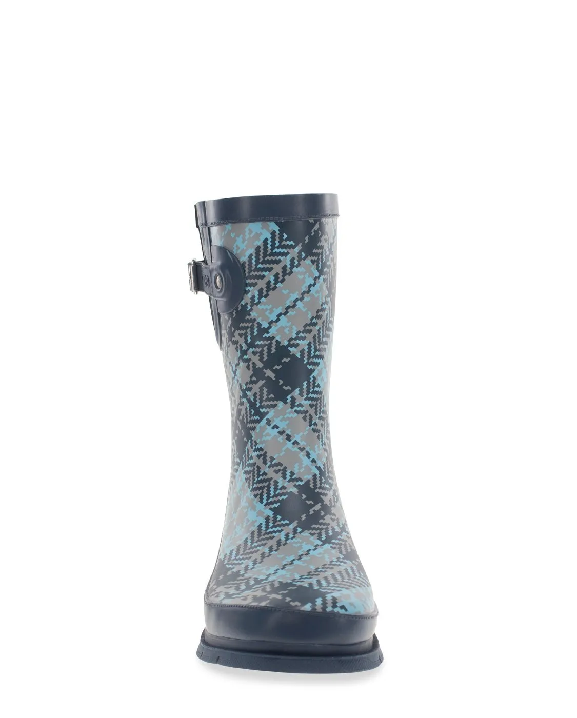 Women's Tweed Plaid Faux Fur Mid Rain Boot - Black