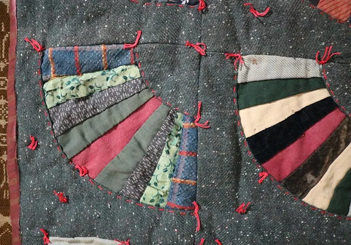 Wool Hand Tied Quilt Bold Fan Design Cozy