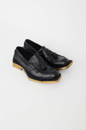 X Kiroic SS 2012 Black Leather Geometric Loafer