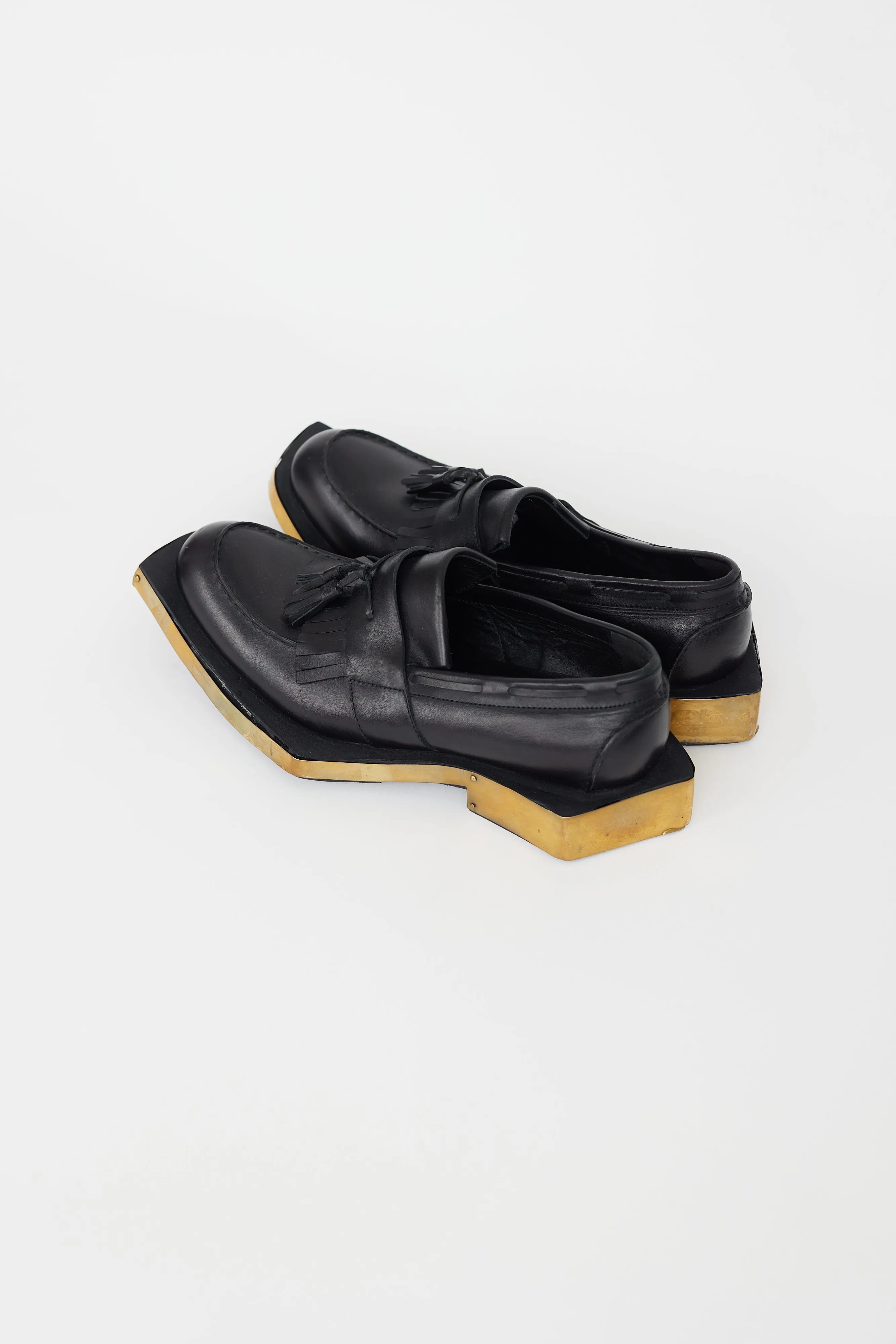 X Kiroic SS 2012 Black Leather Geometric Loafer