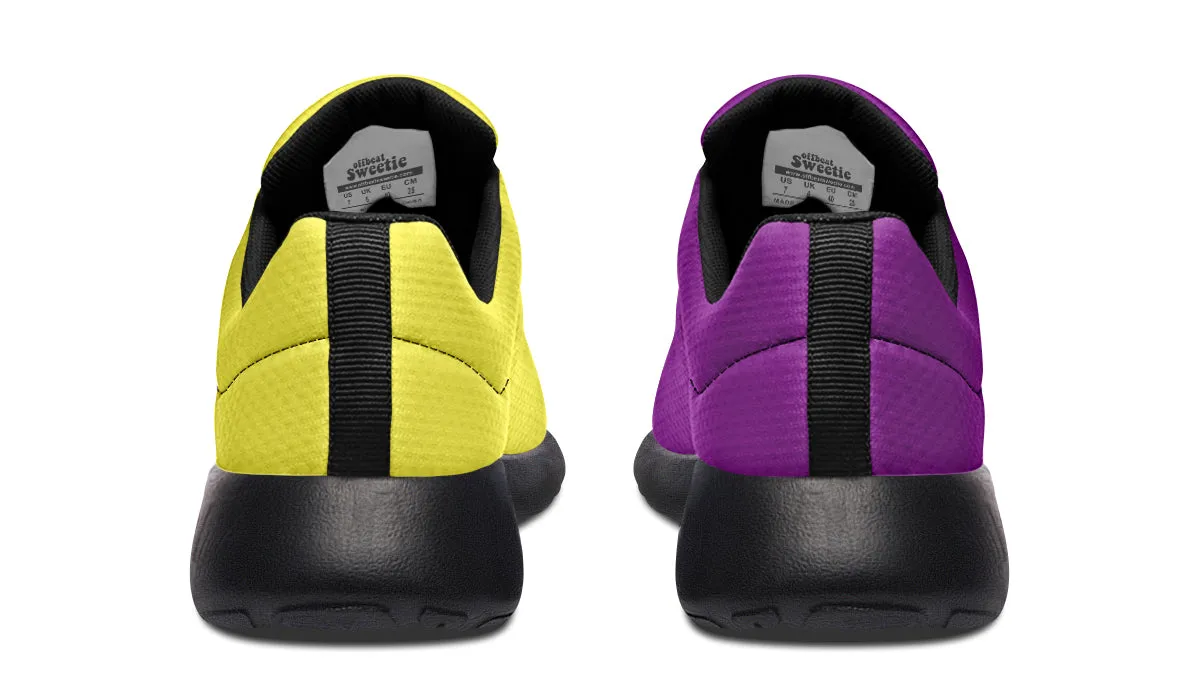 Yellow And Purple Mismatch Sneakers