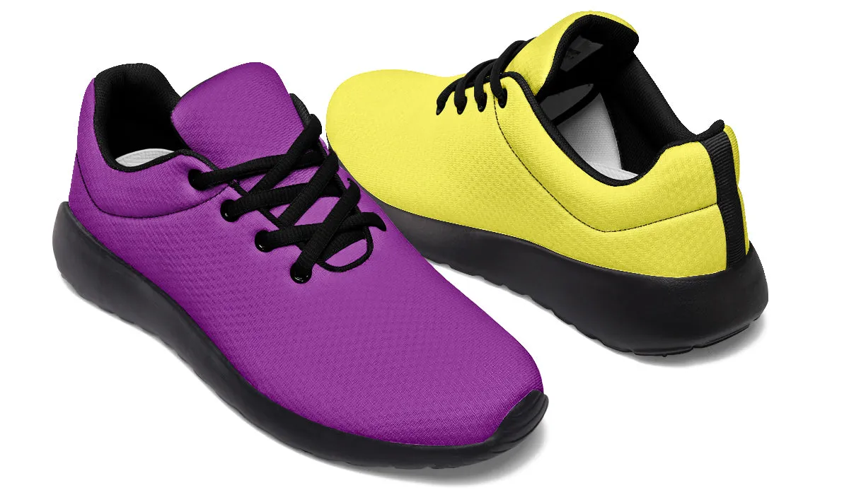 Yellow And Purple Mismatch Sneakers